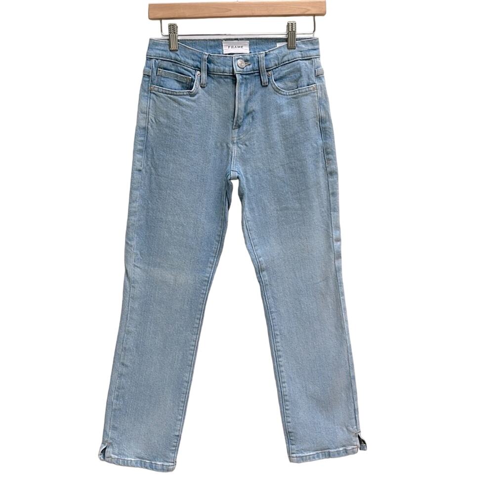 Frame Le High Straight Denim Jeans in Caye Sand Size 25